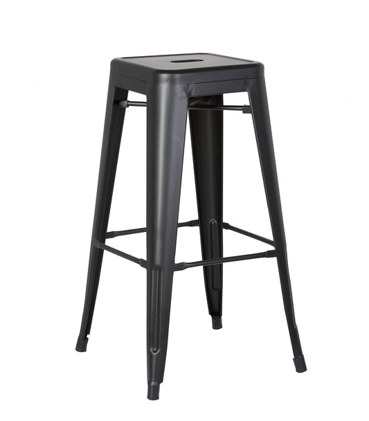 Set of Two 30" Black Iron Backless Bar Height Bar Chairs