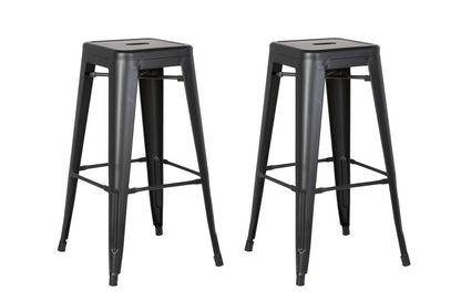 Set of Two 30" Black Iron Backless Bar Height Bar Chairs