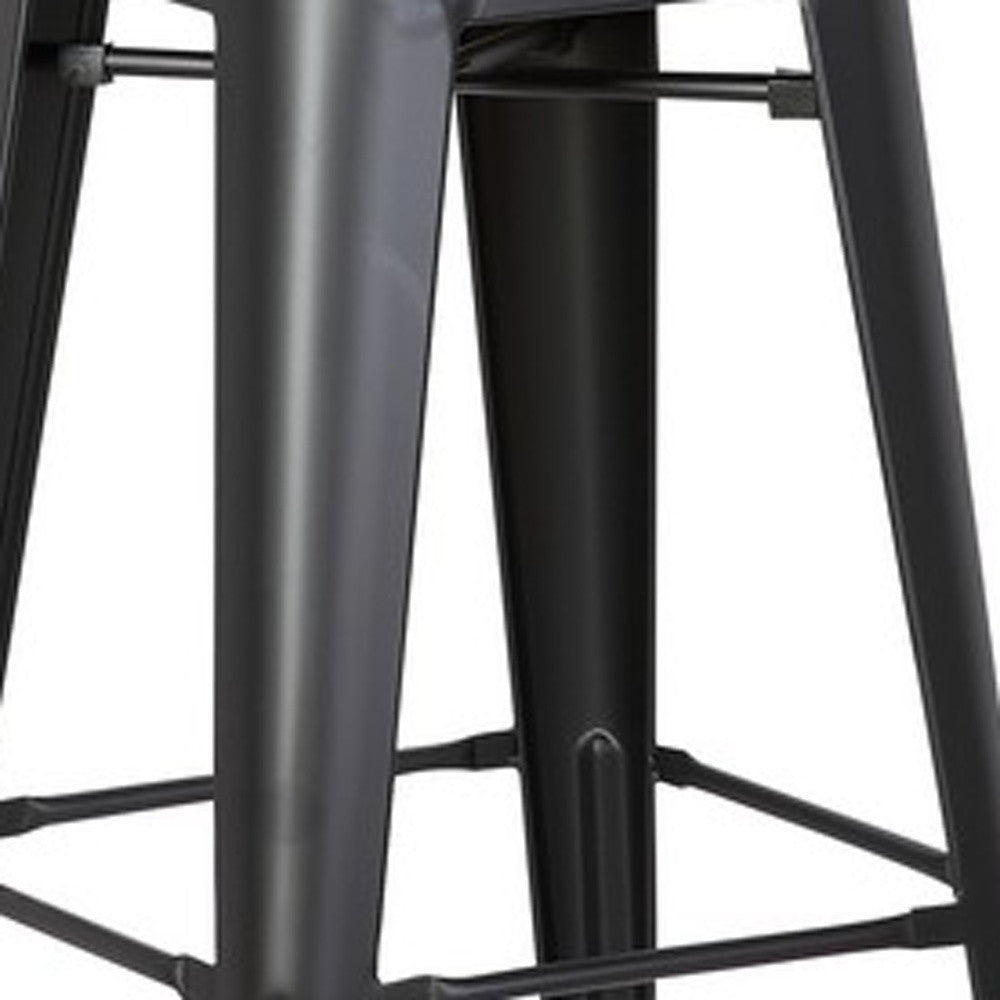 Set of Two 30" Black Iron Backless Bar Height Bar Chairs