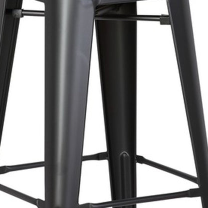 Set of Two 30" Black Iron Backless Bar Height Bar Chairs
