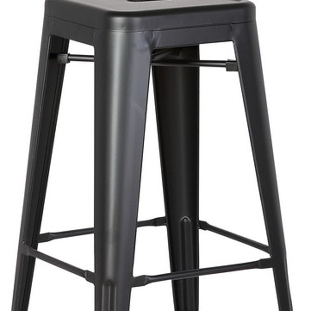 Set of Two 30" Black Iron Backless Bar Height Bar Chairs