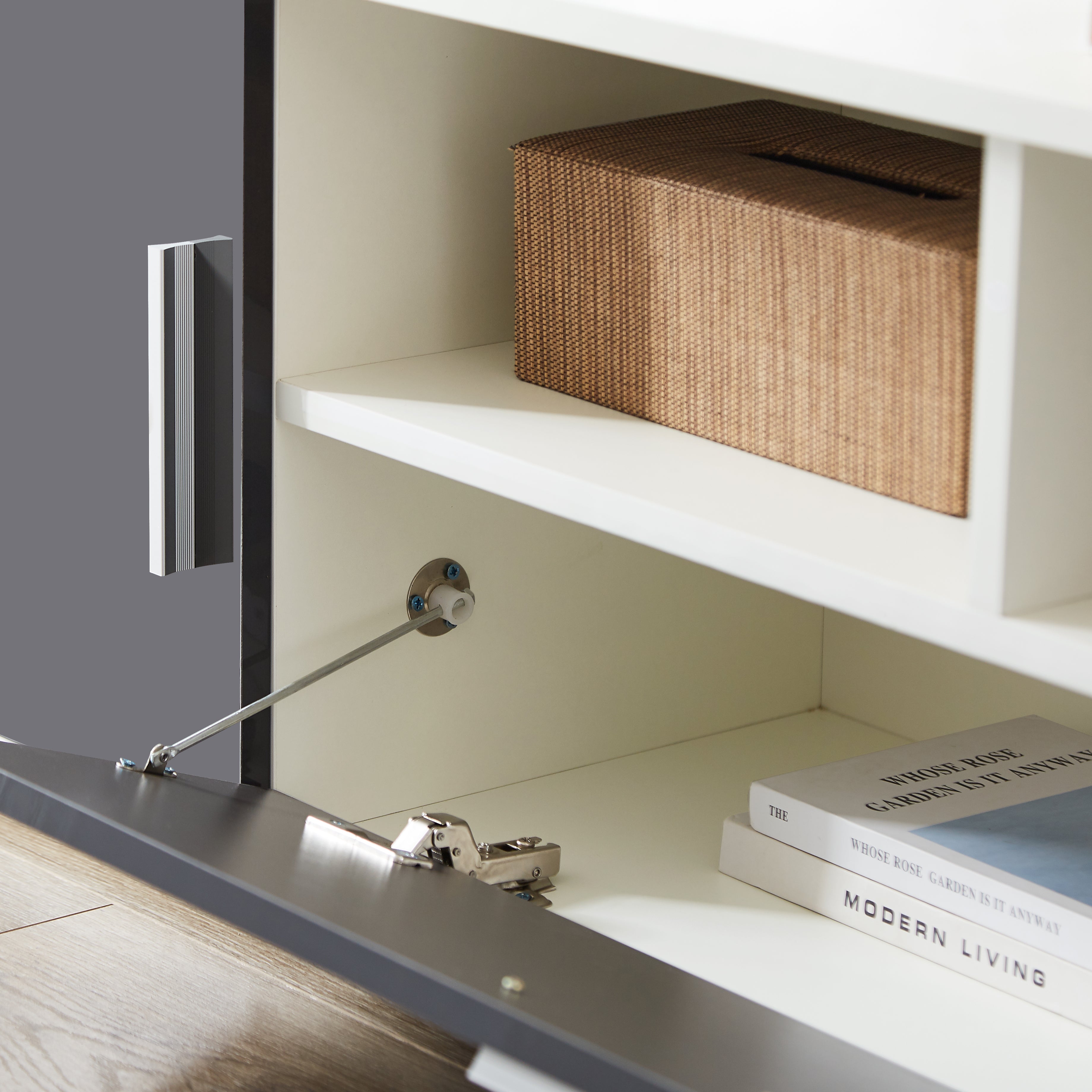 FashionTV Stand,TV Cabinet,entertainment Center TV Station,TV Console,console With LED Light Belt, Light Belt Can Be Remote Control,with Cabinets,open Cells,for The Living Room,bedroom,white Dark Gray