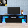 Modern Black TV Stand  20 Colors LED TV Stand W Remote Control Lights