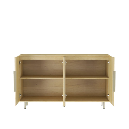 Wood Modern Buffet Cabinet With Storage, Fluted Sideboard Large Buffet With Adjustable Shelves, Credenza, Accent Cabinet Console Table
