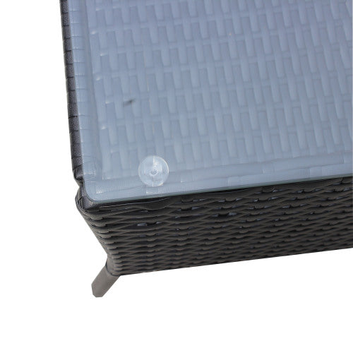 4 PC Rattan Patio Furniture Set Outdoor Patio Cushioned Seat Wicker Sofa Beige Cushion