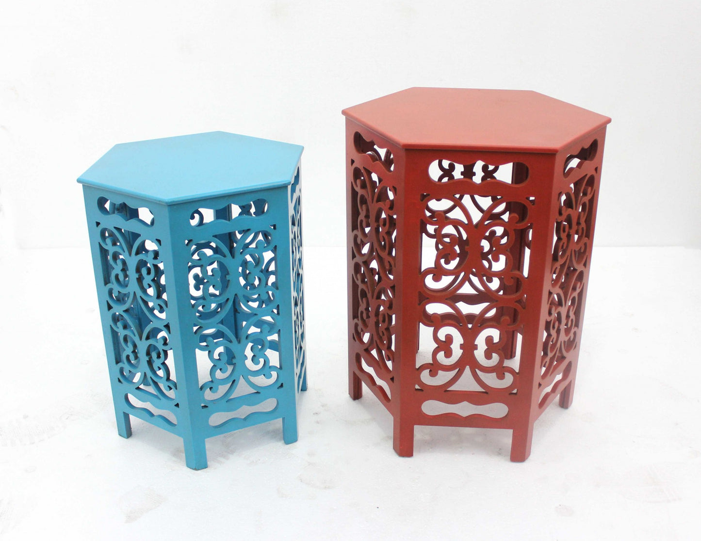 16" Red Wood End Tables