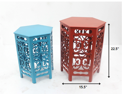 16" Red Wood End Tables
