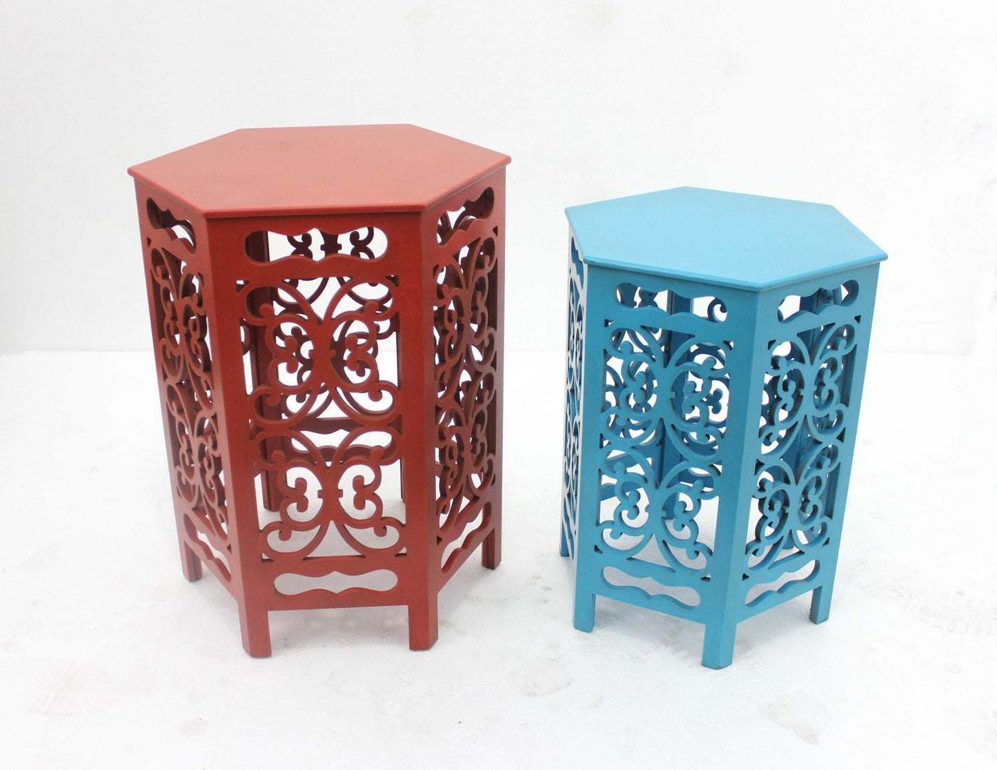 16" Red Wood End Tables