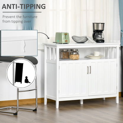 Sideboard Buffet Cabinet, Coffee Bar Cabinet with 2 Doors and Adjustable Shelves, Console Table for Kitchen Entryway Living Room, White