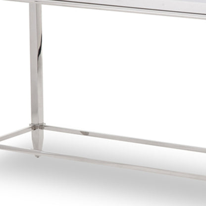 55" Silver Glass Frame Console Table