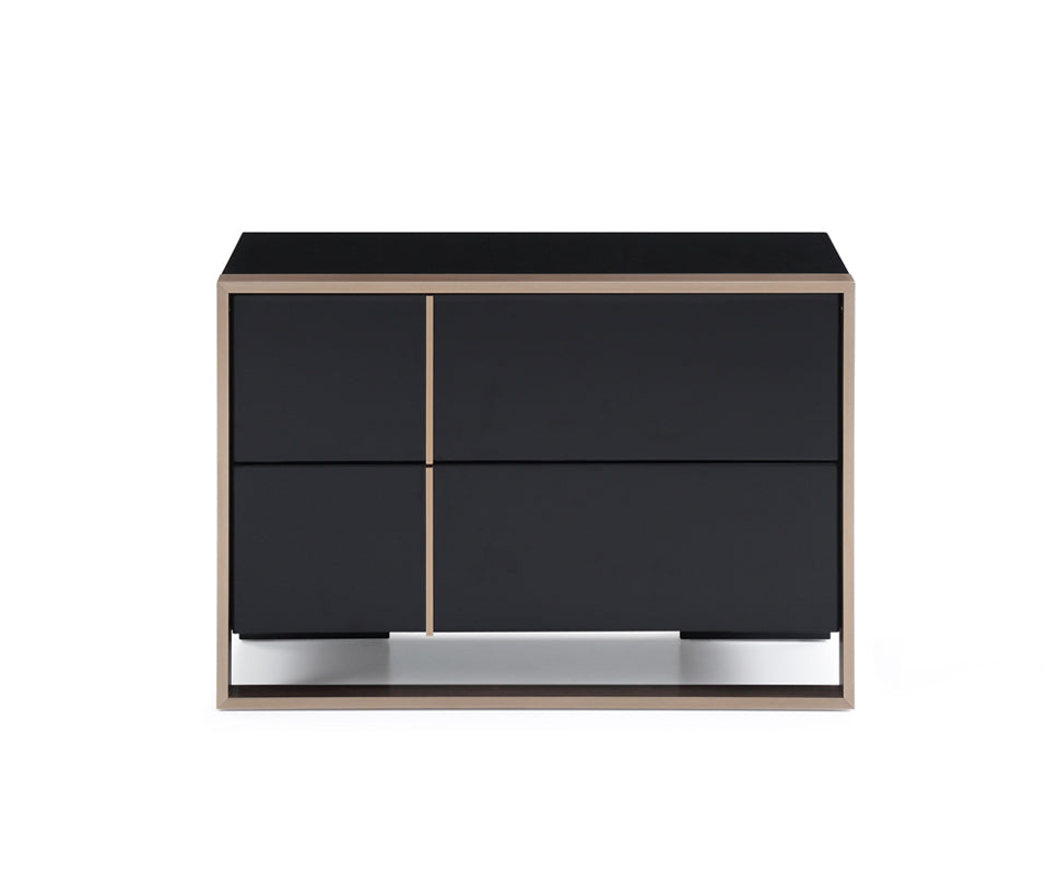 20" Black Wood Two Drawer Nightstand