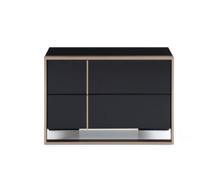 20" Black Wood Two Drawer Nightstand