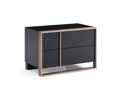 20" Black Wood Two Drawer Nightstand