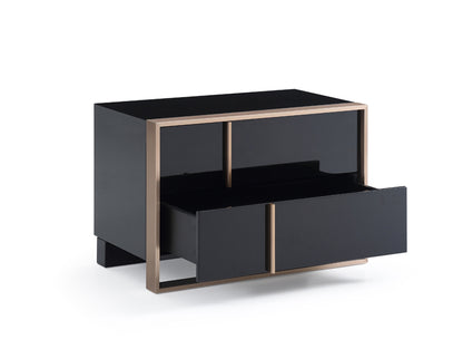 20" Black Wood Two Drawer Nightstand