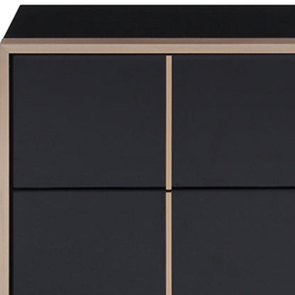 20" Black Wood Two Drawer Nightstand