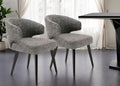 Gray and Black Upholstered Fabric Wing Back Dining Arm Chair