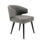 Gray and Black Upholstered Fabric Wing Back Dining Arm Chair