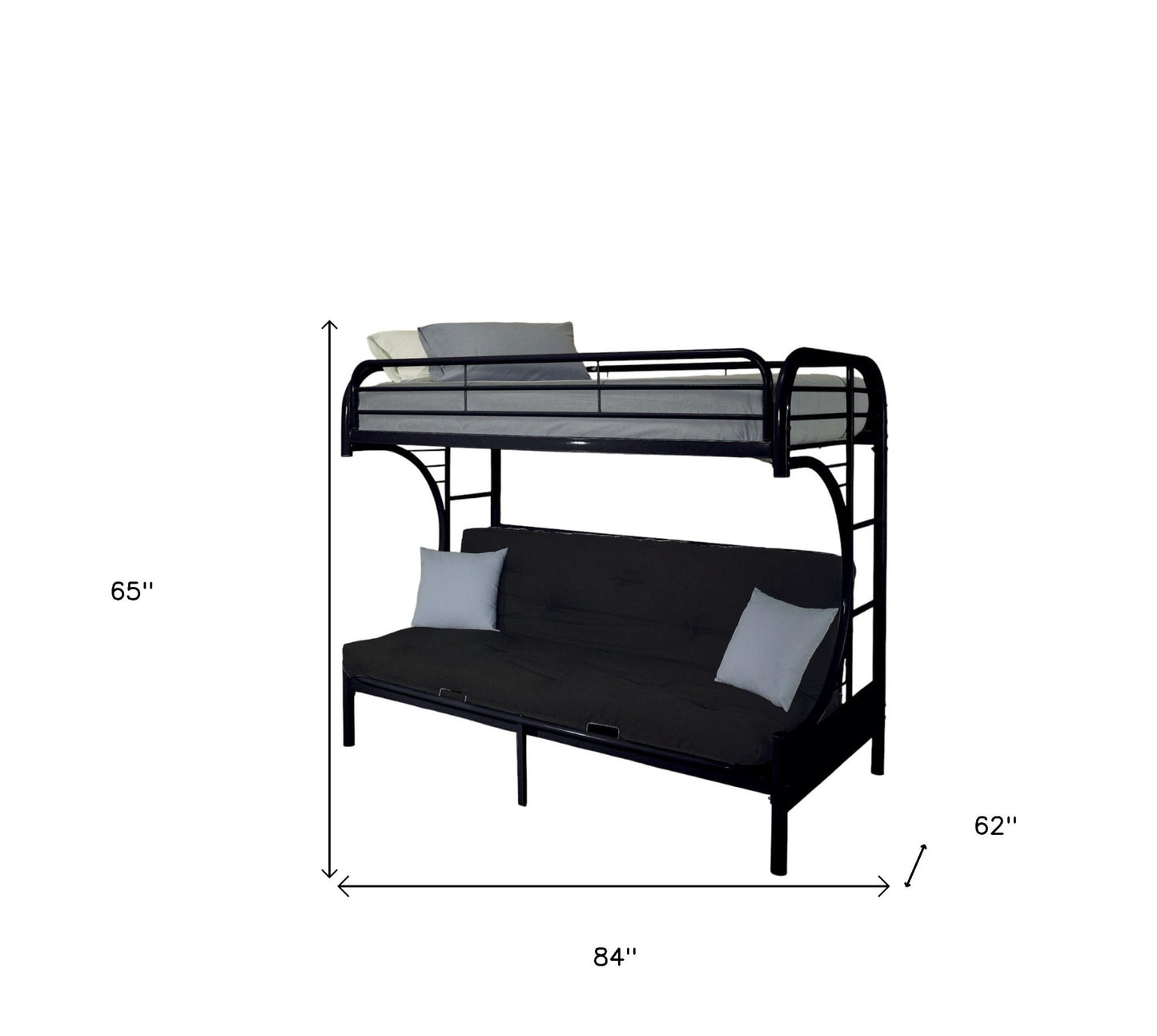 Black Twin Over Queen Bunk Bed