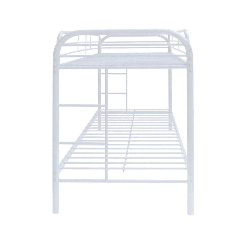 White Twin Over Twin Metal Bunk Bed