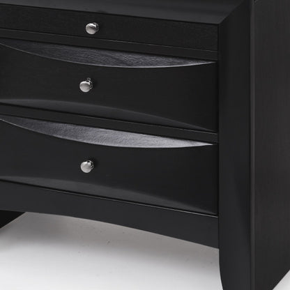 25" Dark Brown Solid Wood Three Drawer Nightstand