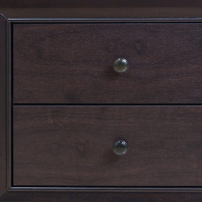 22" Espresso Two Drawers Solid Wood Nightstand