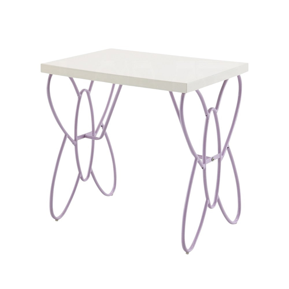 22" Lilac Steel and Wood Nightstand