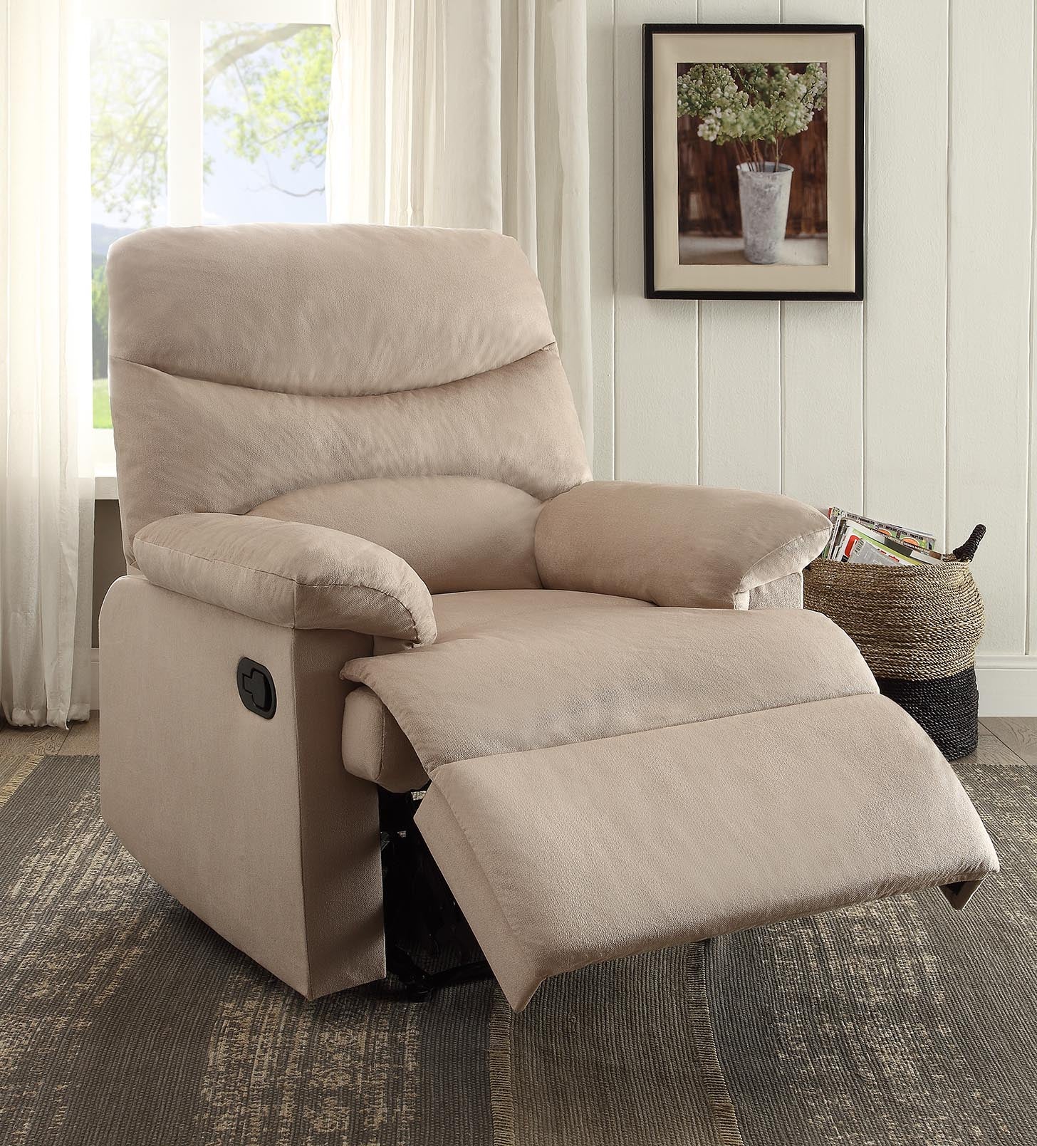 35" Light Brown Microfiber Manual Recliner