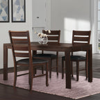 Set of Two Black And Dark Brown Upholstered Faux Leather Slat Back Dining Side Chairs