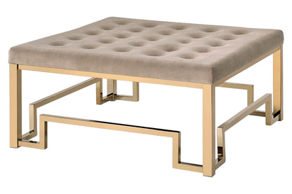 36" Champagne Polyester Tufted Cocktail Ottoman