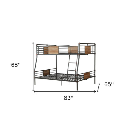 Black And Sand Full XL Over Queen Metal Bunk Bed