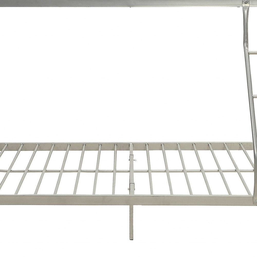 78" X 56" X 67" Silver Metal Twin Over Full  Bunk Bed