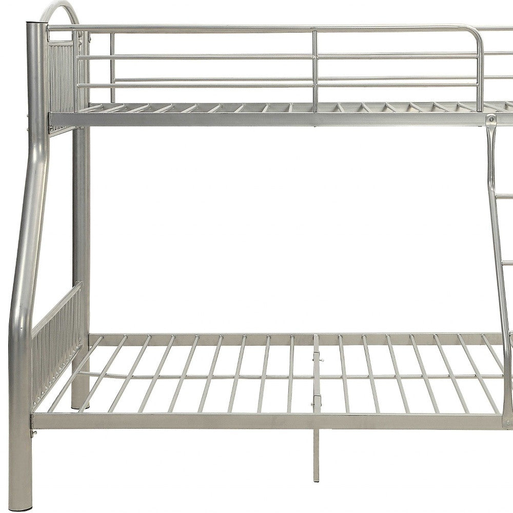78" X 56" X 67" Silver Metal Twin Over Full  Bunk Bed