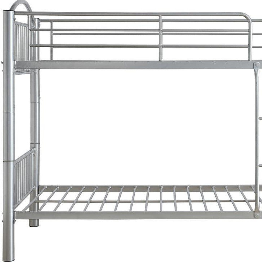 78" X 44" X 67" Twin Over Twin Silver Metal Bunk Bed