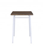 30" Brown and White Metal and Solid Wood Square Bar Table