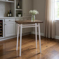 30" Brown and White Metal and Solid Wood Square Bar Table