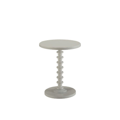 22" White Wood Round Curvy Pedestal End Table
