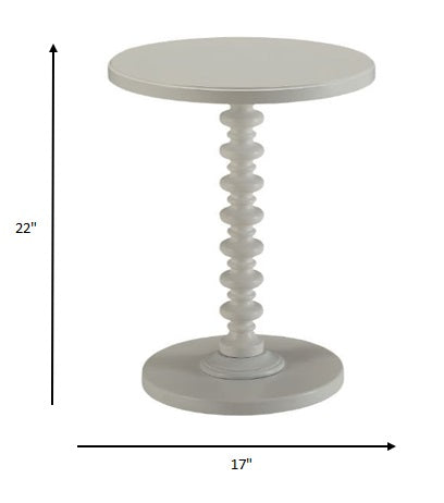 22" White Wood Round Curvy Pedestal End Table