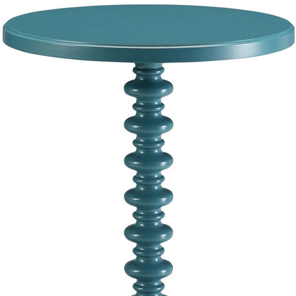 Fun Teal Wood Pedestal End Table