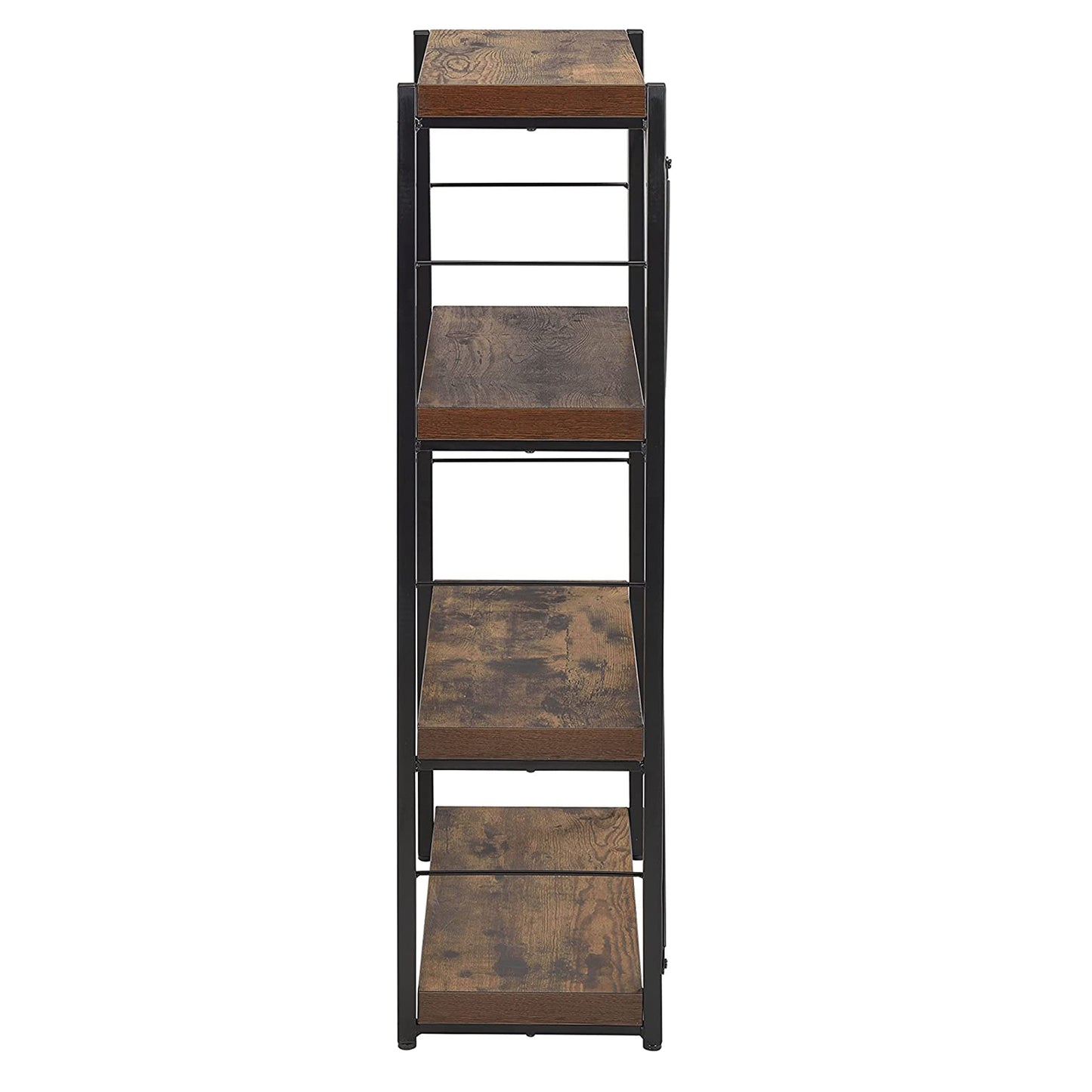 43" Black And Brown Distressed Metal and Wood Three Tier Etagere Bookcase