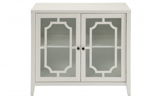 34" White Sideboard with Two Glass Doors