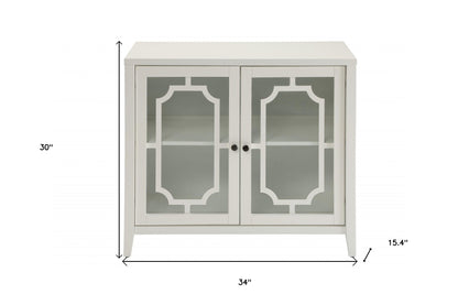 34" White Sideboard with Two Glass Doors