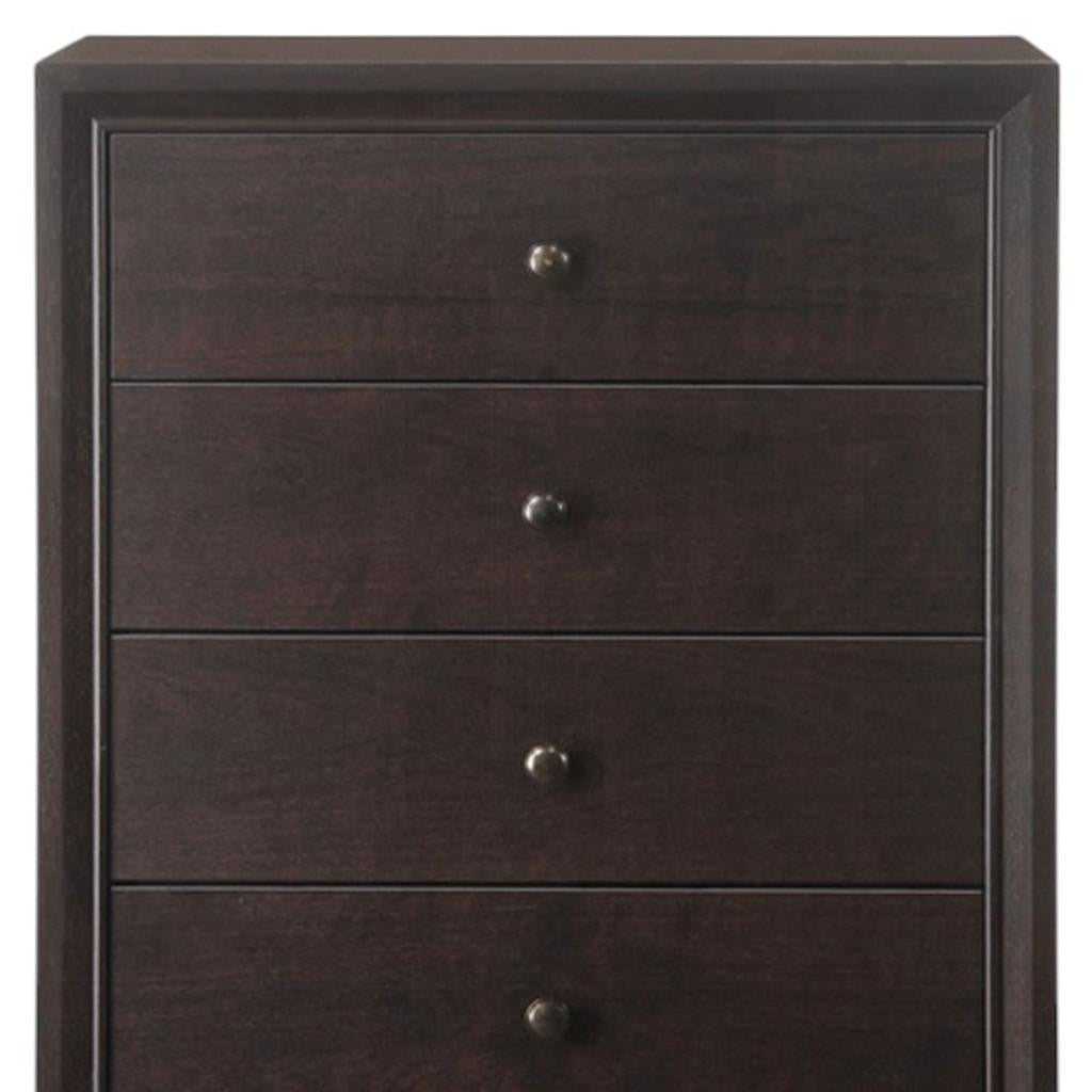 31" Espresso Solid Wood Five Drawer Dresser