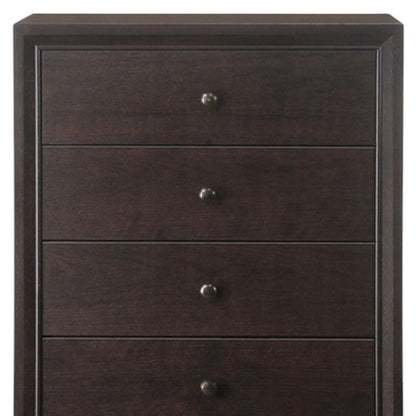 31" Espresso Solid Wood Five Drawer Dresser