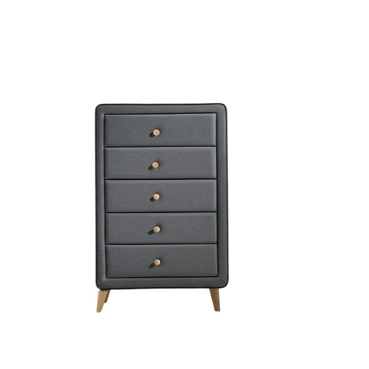 32" Light Gray Wood Five Drawer Dresser