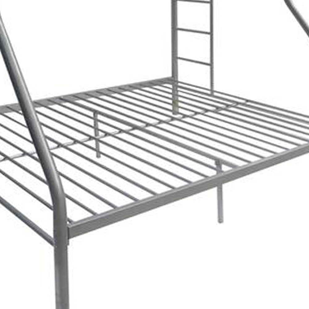 78" X 54" X 60" Twin Over Full Silver Metal Tube Bunk Bed