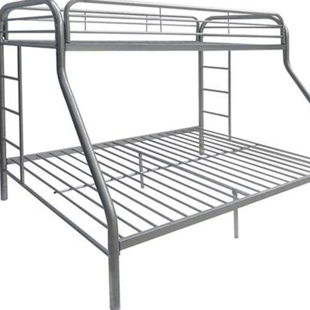 78" X 54" X 60" Twin Over Full Silver Metal Tube Bunk Bed