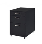 28" Black Wood And Metal Three Drawers Filing Cabinet