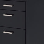28" Black Wood And Metal Three Drawers Filing Cabinet