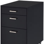 28" Black Wood And Metal Three Drawers Filing Cabinet