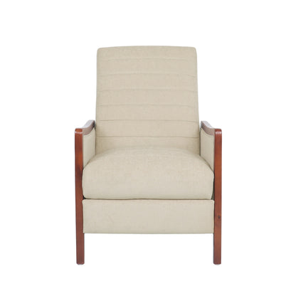 Mid Century Modern Fabric Channel   Wood Pushback Recliner